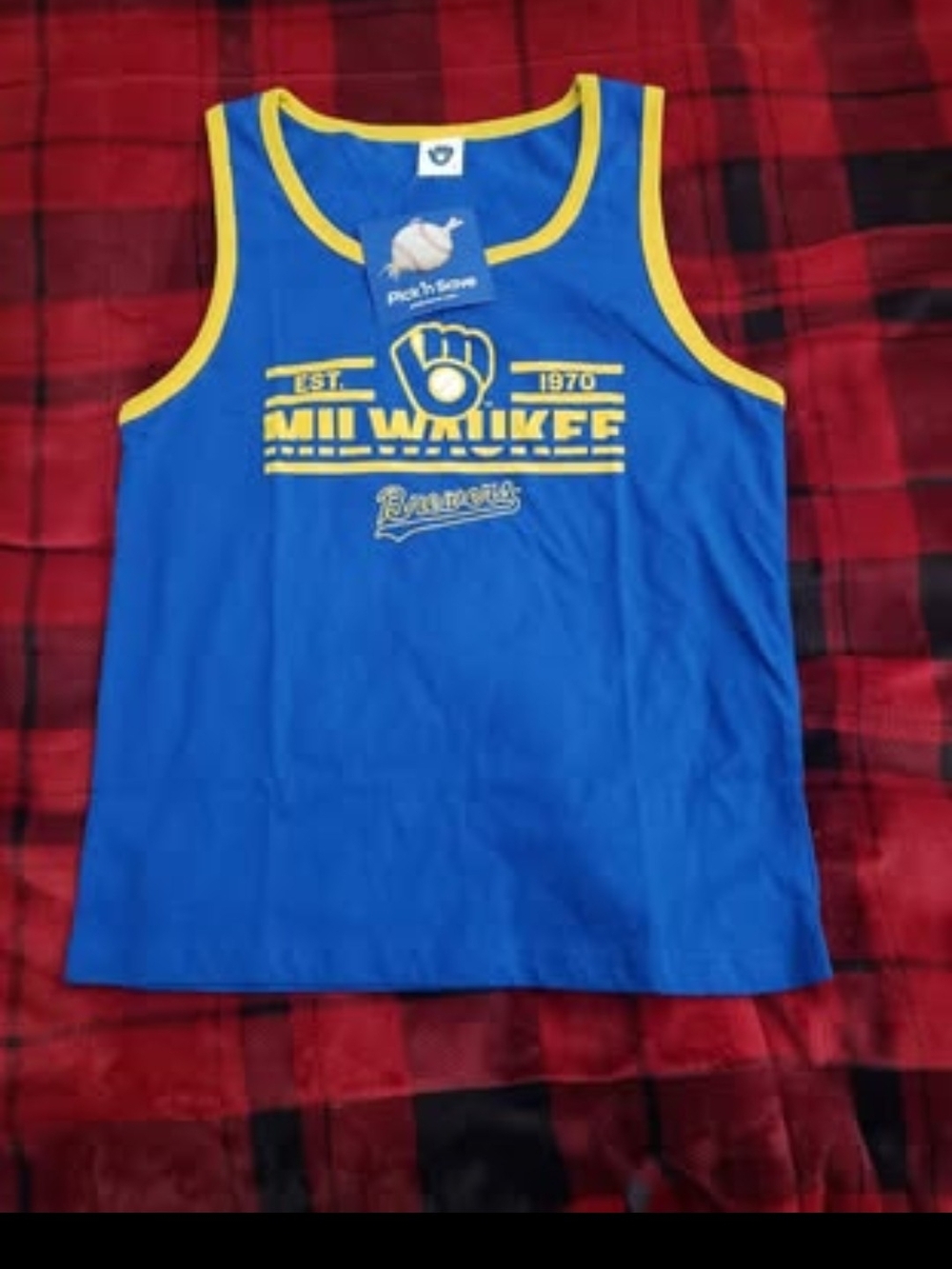 #038- Youth size large Milwaukee Brewers Blue & Yellow Kids Tank Top